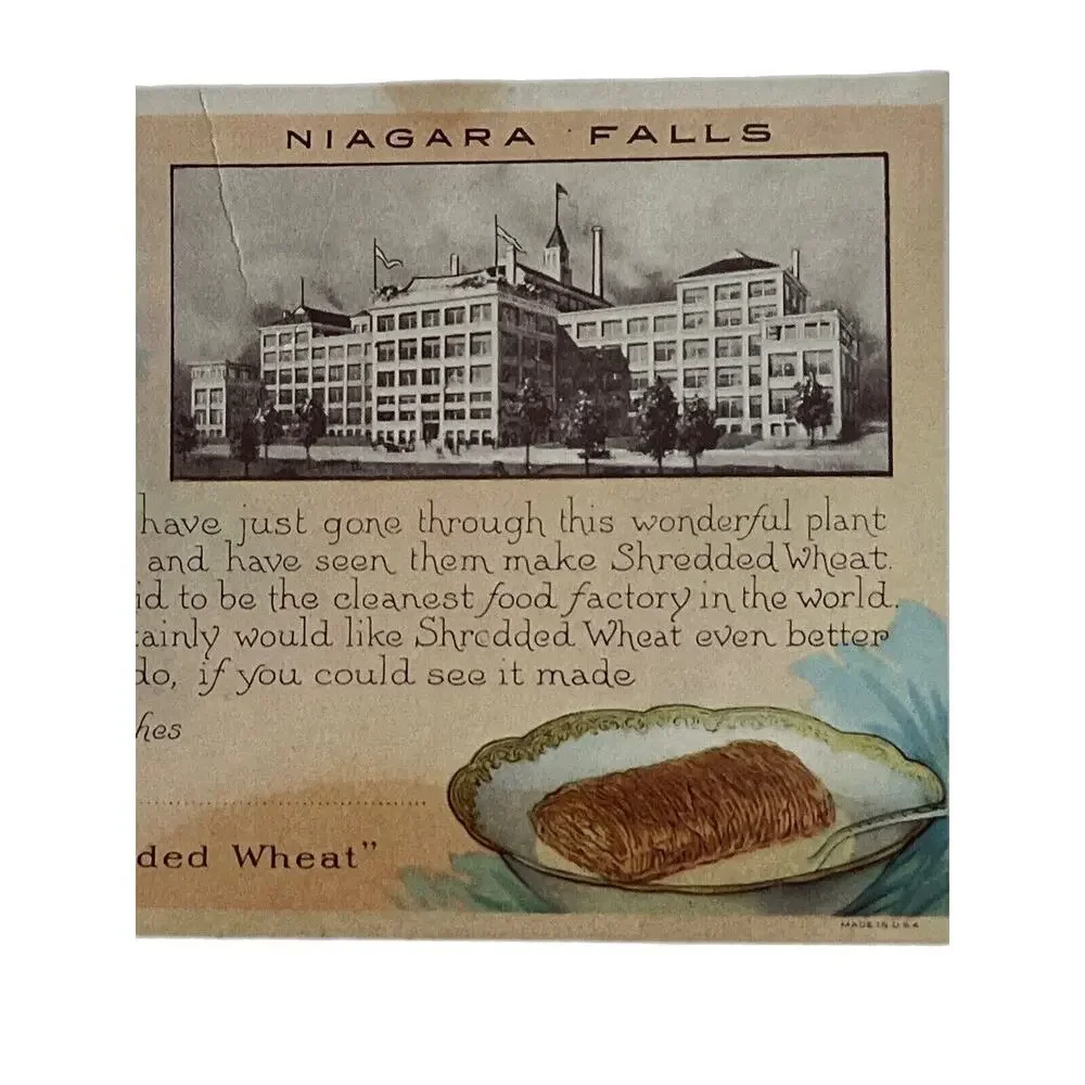 Antique Ad Postcard Shredded Wheat Ephemera Litho Print Niagara Falls New York
